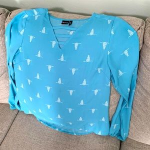 Cruel Girl Buffalo Skull Print Shirt, size M